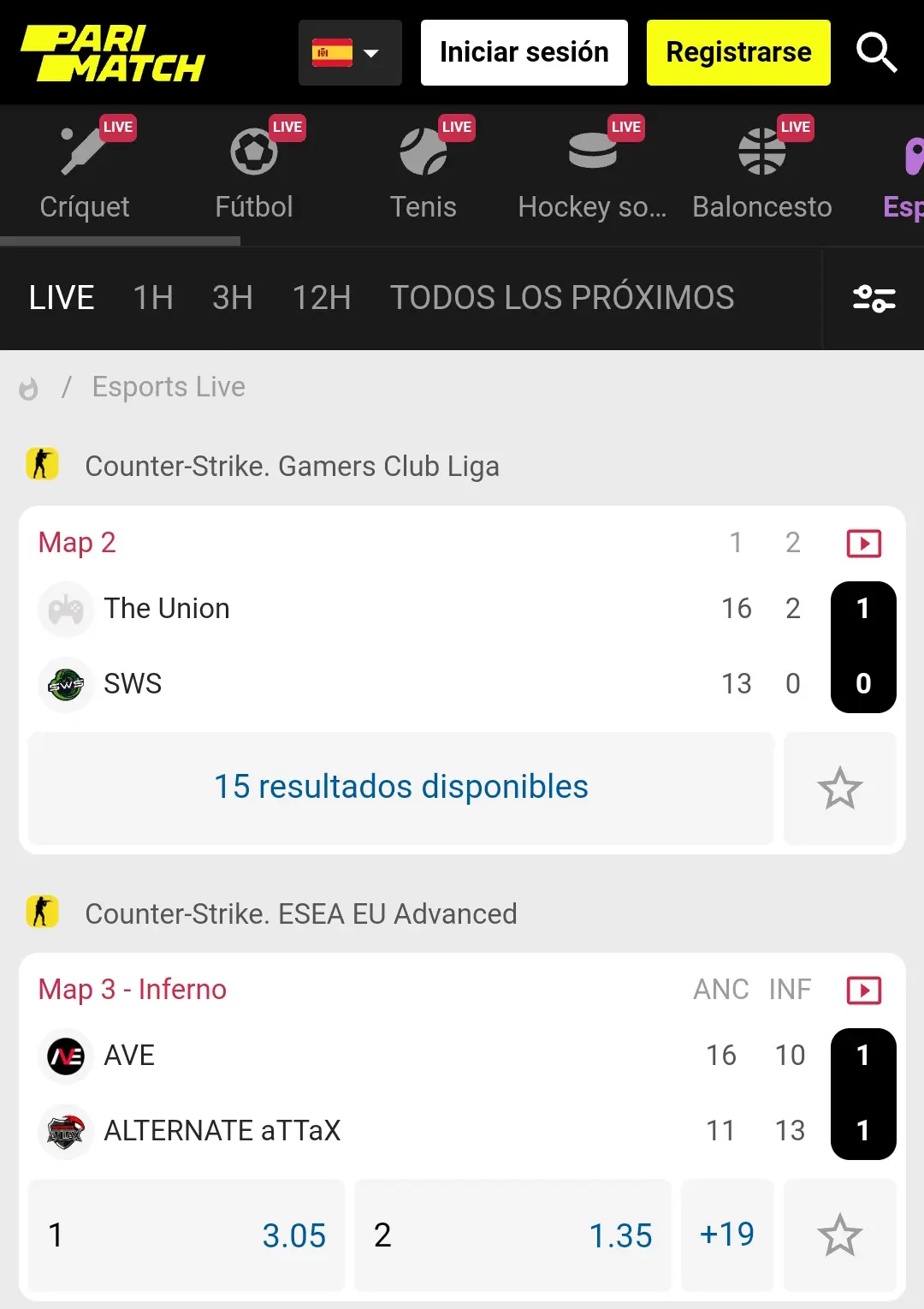 esports en parimatch