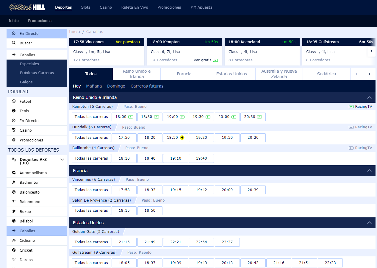 William Hill carreras William Hill carreras